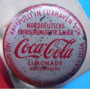 Kronenkorken einr in Cuxhaven abgefllten Coca Cola-Flasche