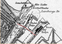 Kennzeichnung der ursprnglichen Hafenstrae auf einer Karte von 1897