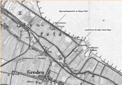 Lageplan des Grodener Quarantnefriedhofes am Leuchtturm Groden-Unterfeuer