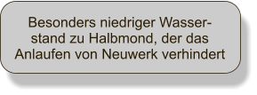 Besonders niedriger Wasser-stand zu Halbmond, der das Anlaufen von Neuwerk verhindert