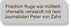 Friedrich Ruge war mtterli-cherseits verwandt mit dem Journalisten Peter von Zahn.