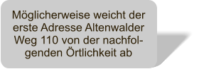 Mglicherweise weicht der erste Adresse Altenwalder Weg 110 von der nachfol-genden rtlichkeit ab