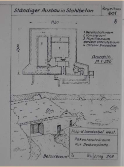 Konstruktionszeichnung fr Bunkerunterstand